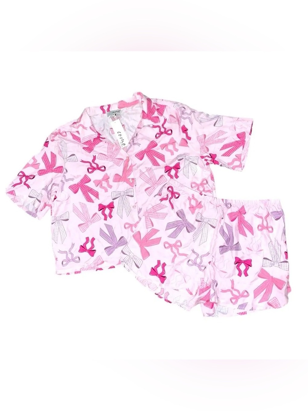 Comp Sleep Pink Bow-Print Shorts Pajama Set